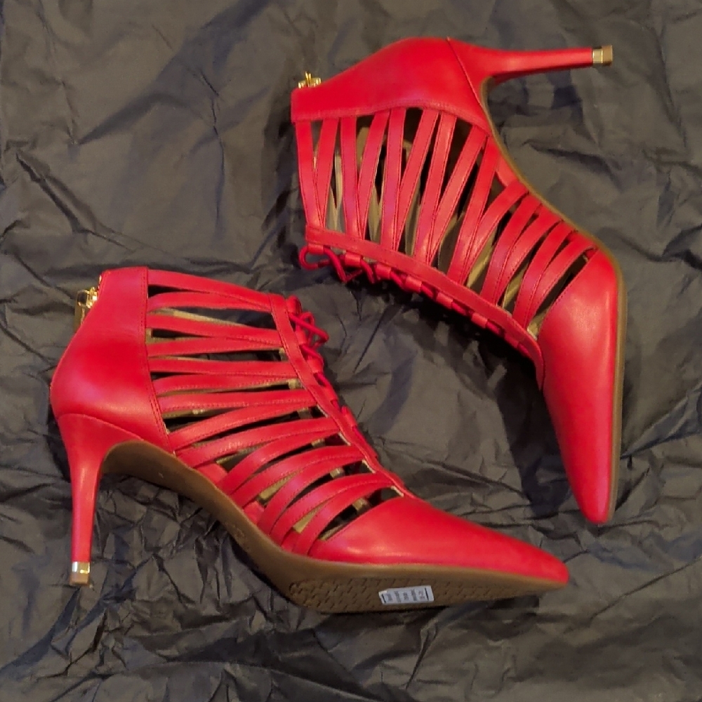 Michael Kors Red Strappy Heels - Picture 3 of 8